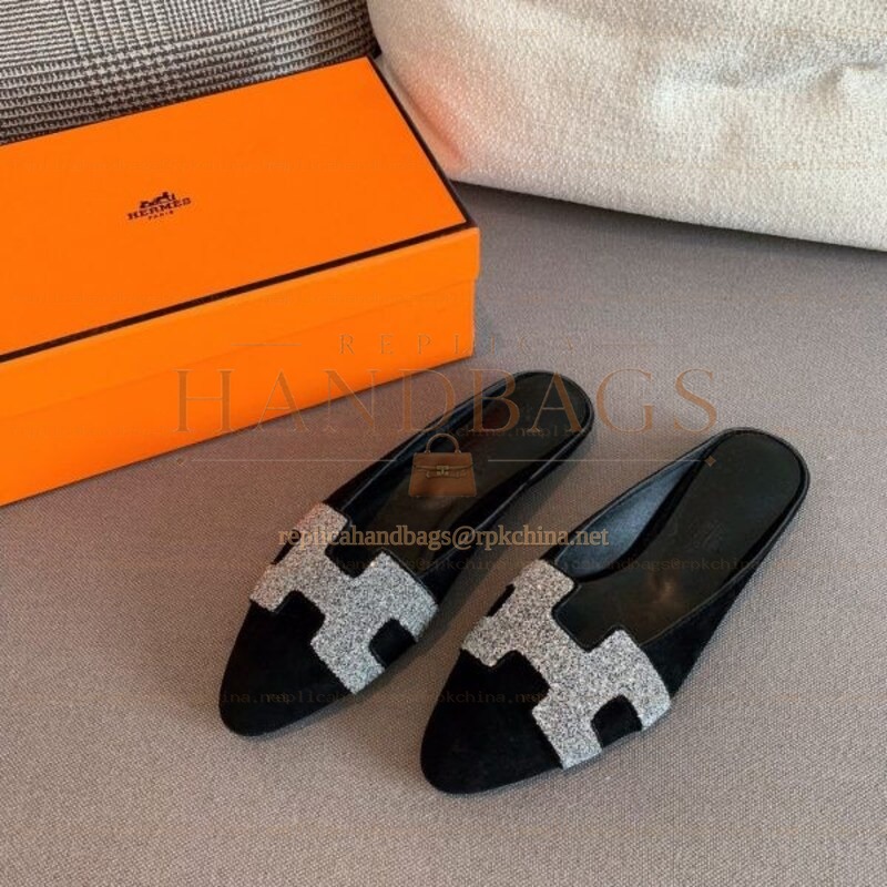 Replica Hermes Black H Cutout Mule