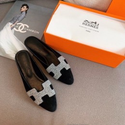 Replica Hermes Black H Cutout Mule