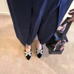 Replica Hermes Black H Cutout Mule