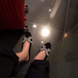 Replica Hermes Black H Cutout Mule