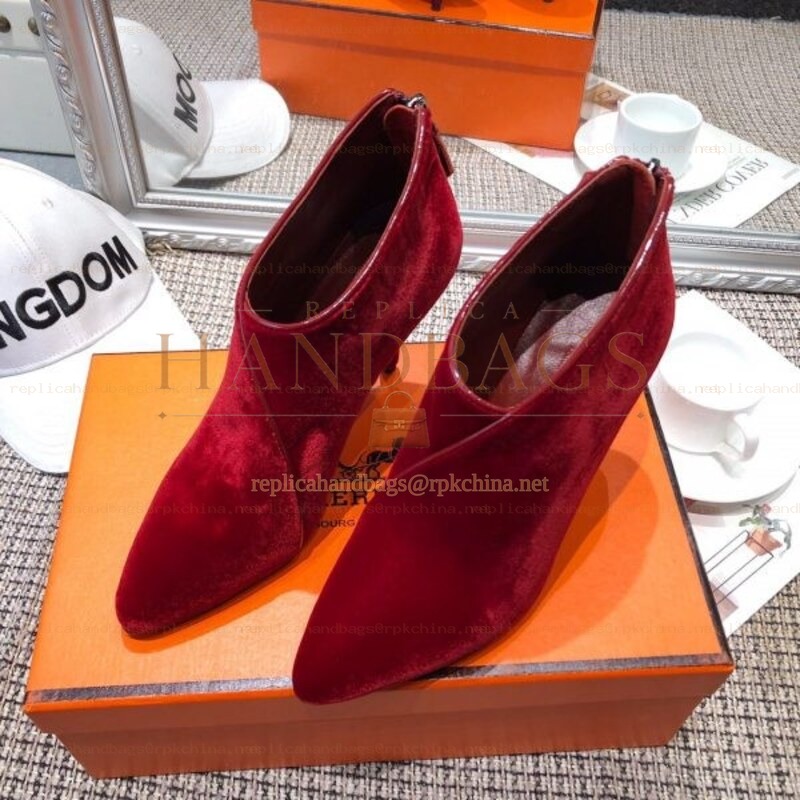 Replica Hermes Red Pointed Heel Boot