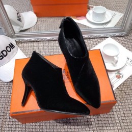 Replica Hermes Black Suede Pointed Heel Boot