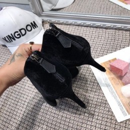 Replica Hermes Black Suede Pointed Heel Boot
