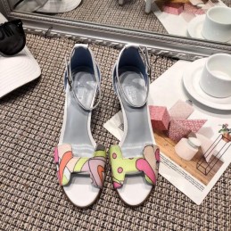 Replica Hermes Multicolor Print Heel Sandal