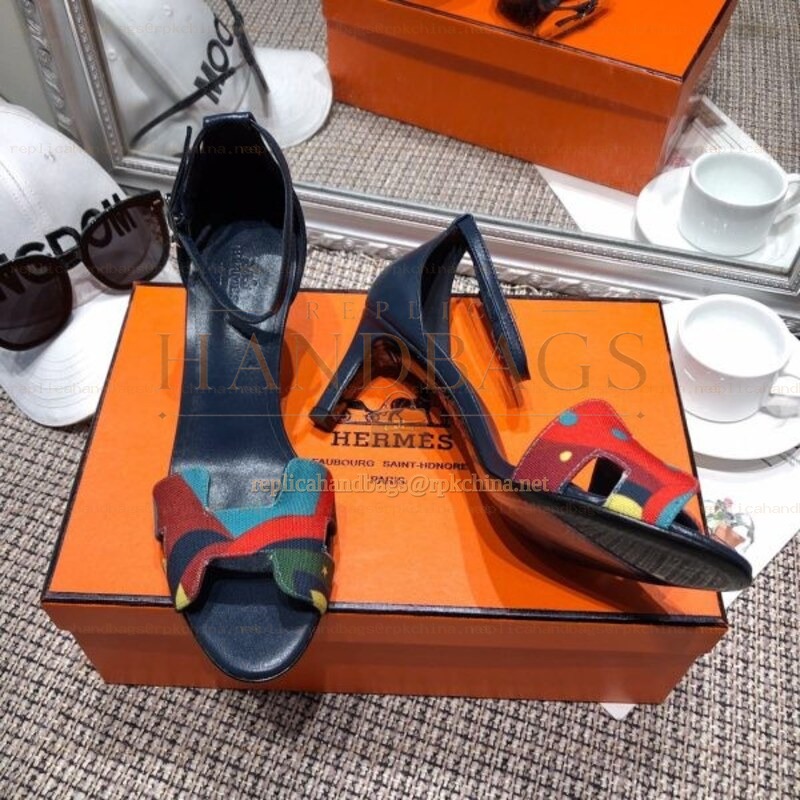 Replica Hermes Blue Print Heel Sandal
