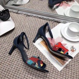 Replica Hermes Blue Print Heel Sandal