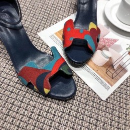 Replica Hermes Blue Print Heel Sandal