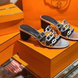 Replica Hermes Blue Chain H Heel Sandal