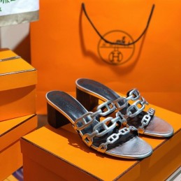 Replica Hermes Blue Chain H Heel Sandal