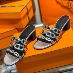 Replica Hermes Blue Chain H Heel Sandal
