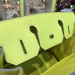 Replica Hermes Yellow Birkin 35 Bag Silver Chain