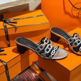 Replica Hermes Blue Chain H Heel Sandal