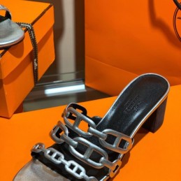 Replica Hermes Blue Chain H Heel Sandal