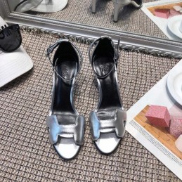 Replica Hermes Silver H Heel Sandal