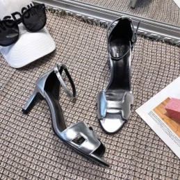Replica Hermes Silver H Heel Sandal