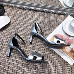 Replica Hermes Silver H Heel Sandal