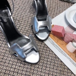 Replica Hermes Silver H Heel Sandal
