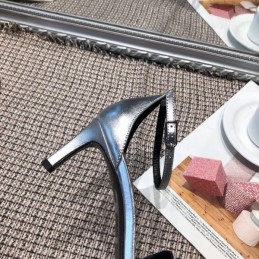 Replica Hermes Black Silver H Heel Sandal
