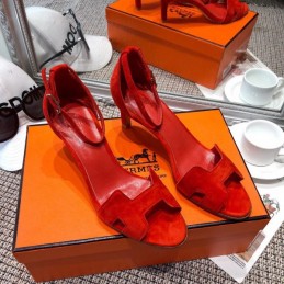 Replica Hermes Red H Heel Sandal