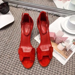 Replica Hermes Red H Heel Sandal