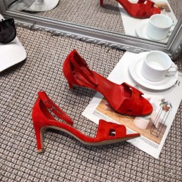 Replica Hermes Red H Heel Sandal
