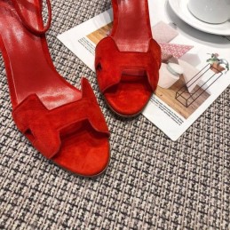 Replica Hermes Red H Heel Sandal