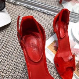 Replica Hermes Red H Heel Sandal