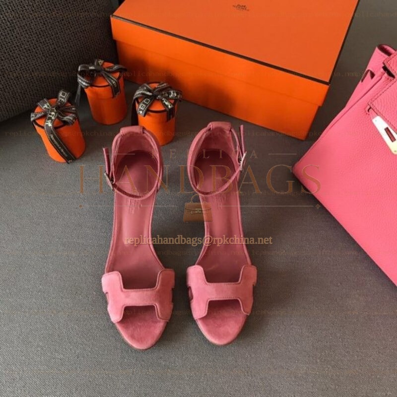 Replica Hermes Rose H Heel Sandal