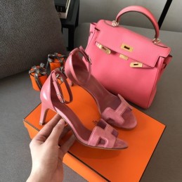 Replica Hermes Rose H Heel Sandal