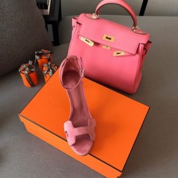 Replica Hermes Rose H Heel Sandal