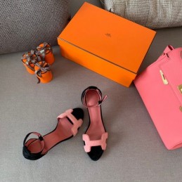 Replica Hermes Pink H Heel Sandal
