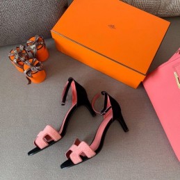 Replica Hermes Pink H Heel Sandal