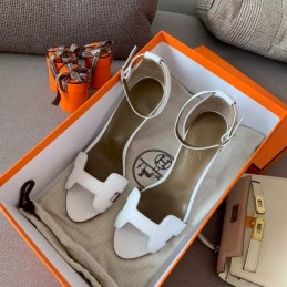 Replica Hermes White H Heel Sandal