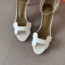 Replica Hermes White H Heel Sandal