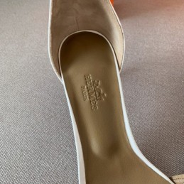 Replica Hermes White H Heel Sandal