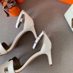 Replica Hermes White H Heel Sandal