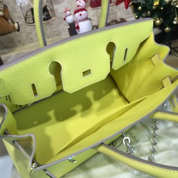 Replica Hermes Yellow Birkin 35 Bag Silver Chain
