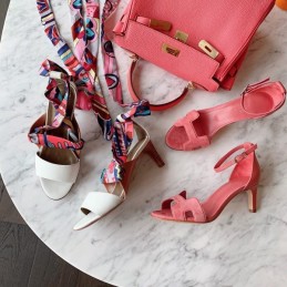 Replica Hermes White Multicolor Scarf Tie Sandal