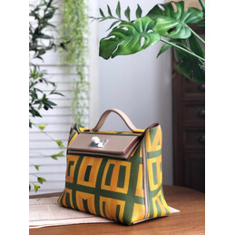 Replica Hermes Yellow Green Print Kelly 2424 29 Bag