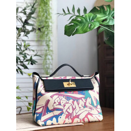 Replica Hermes White Multicolor Print Kelly 2424 29 Bag