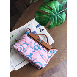 Replica Hermes Pink Blue Print Kelly 2424 29 Bag