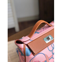 Replica Hermes Pink Blue Print Kelly 2424 29 Bag