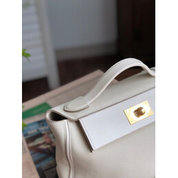 Replica Hermes White Kelly 2424 29 Gold Hardware Bag