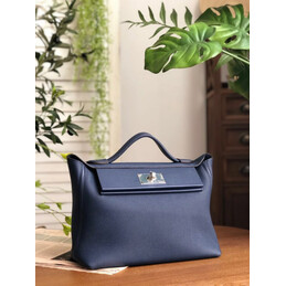 Replica Hermes Navy Blue Kelly 2424 29 Palladium Hardware Bag