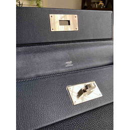 Replica Hermes Navy Blue Kelly 2424 29 Palladium Hardware Bag