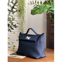 Replica Hermes Navy Blue Kelly 2424 29 Palladium Hardware Bag