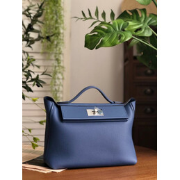 Replica Hermes Blue Kelly 2424 29 Palladium Hardware Bag