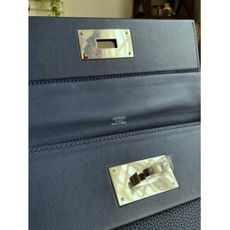 Replica Hermes Blue Kelly 2424 29 Palladium Hardware Bag