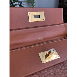 Replica Hermes Brown Kelly 2424 29 Gold Hardware Bag