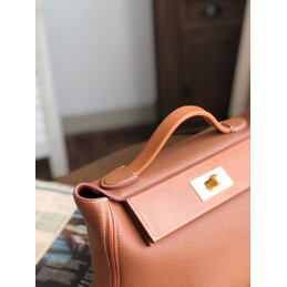 Replica Hermes Brown Kelly 2424 29 Gold Hardware Bag
